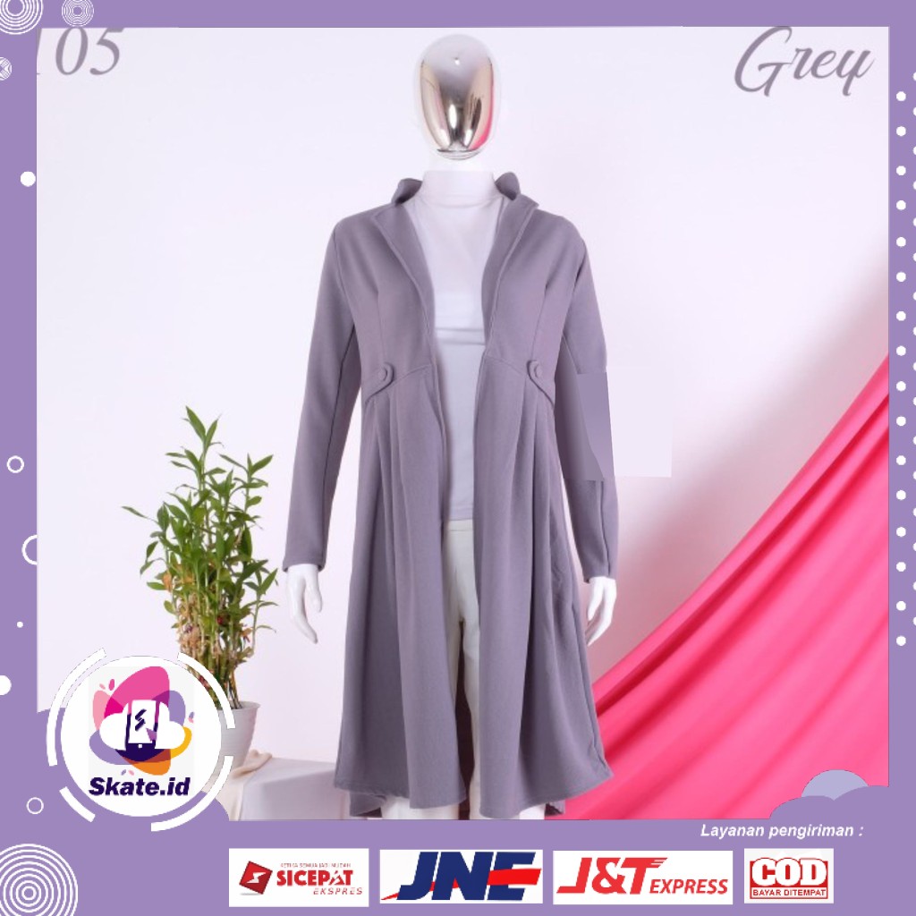 SK Outer Panjang Wanita - Long Outer Cardigan Lengan Panjang Polos Muslim - BD