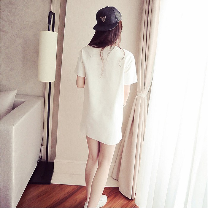 Rok Casual Lengan Pendek Leher Bulat Dress Simple T-Shirt Longgar Cantik Kualitas Bagus Premium