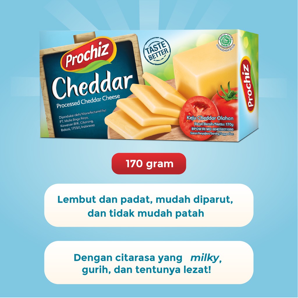 

PROCHIZ Cheddar 170 gr Double Pack FREE Parutan