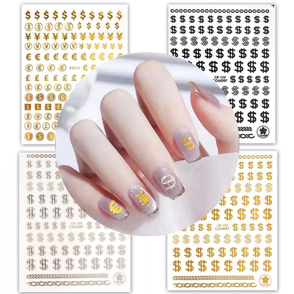 Mxbeauty Dollar Sign Stiker Kuku Wanita Gadis Uang Kekayaan Kaya Gaya Nail Art Tips 3D Kuku Decals