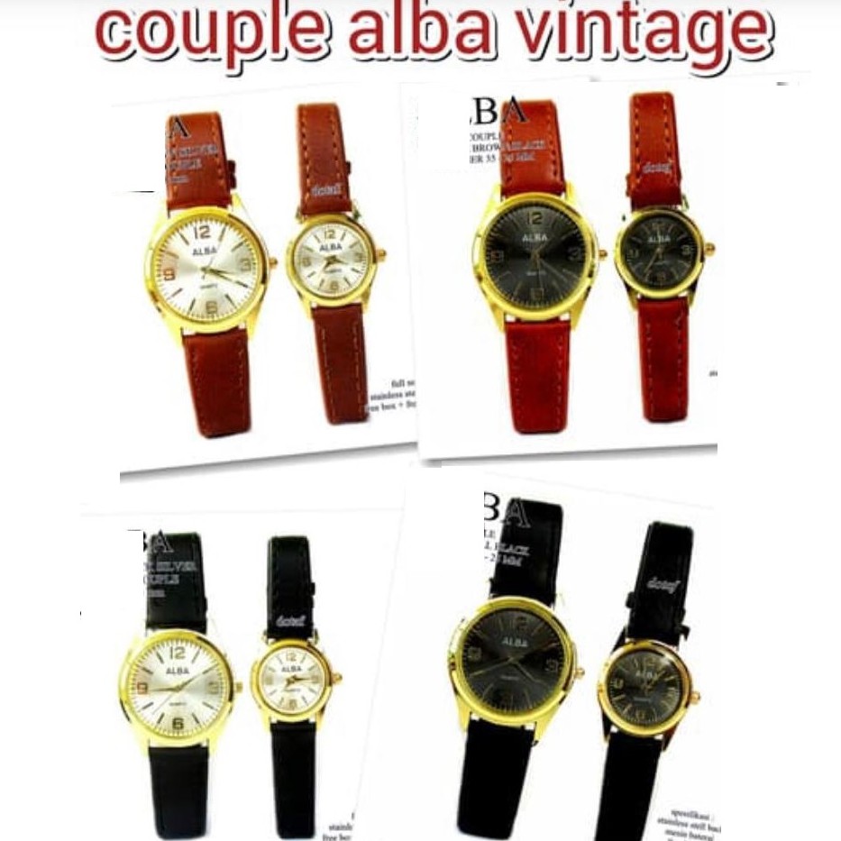 WBS ✅COD JAM TANGAN COUPLE ALBA VINTAGE CASUAL GROSIR IMPORT KULIT PREMIUM ANALOG PRIA WANITA PASANGAN TERBARU ANAK REMAJA MURAH PREMIUM AL008 /C9/C10-1