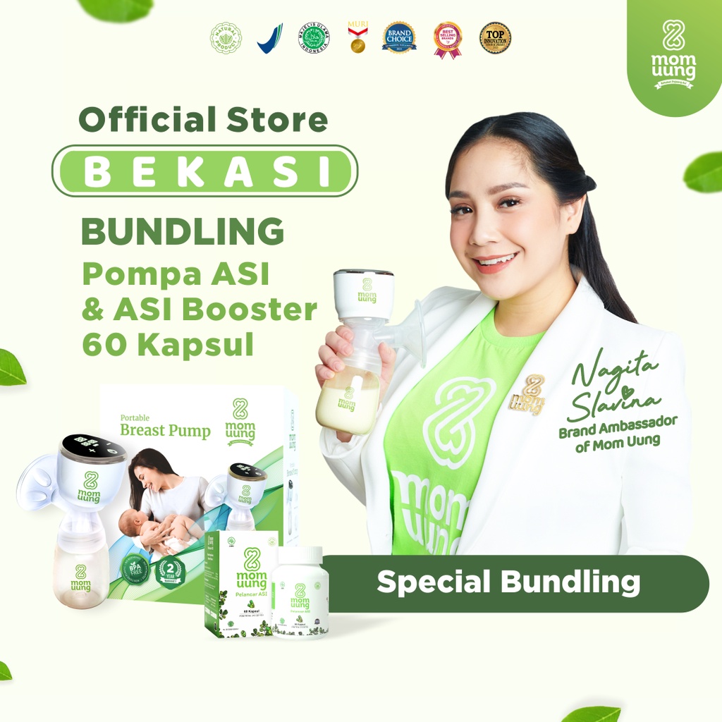 Mom Uung ASI Booster Special Bundling 60 Kapsul &amp; Mom Uung Breast Pump / Pelancar ASI Mom Uung / Portable Electric Pompa ASI