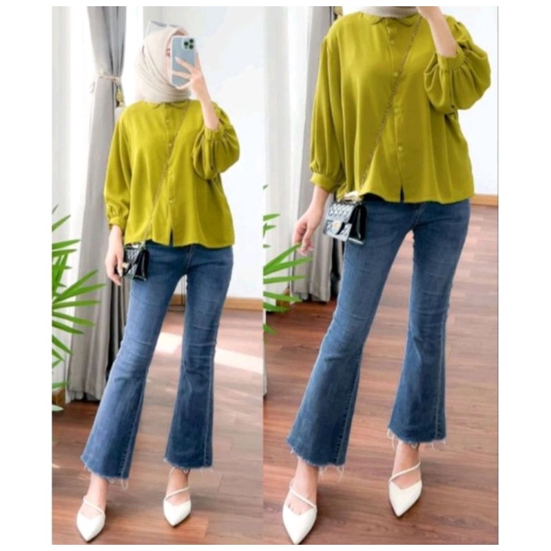 ELZE BLOUSE ATASAN WANITA OVERSIZE KEMEJA POLOS SYAKILA