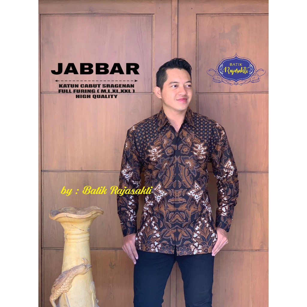 Batik Solo JABBAR DAUN COKLAT Asli Katun Cabut Sragenan Full Furing Murah