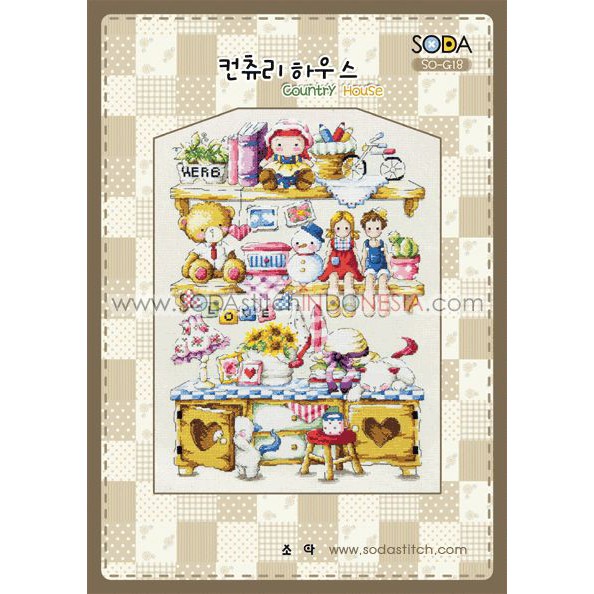 Paket DIY Craft Sulam Kristik Strimin Cross Stitch Sodastitch SO-G18 - Country House Doll