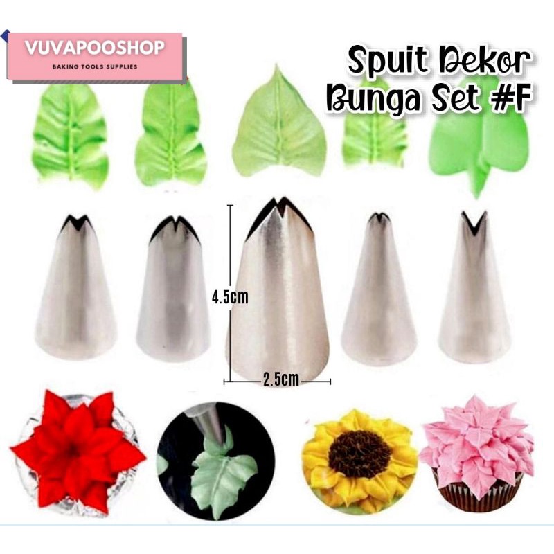 Spuit Decor Bunga Set F / Spuit Set Dekorasi / Spuit Dekor Kue Ultah