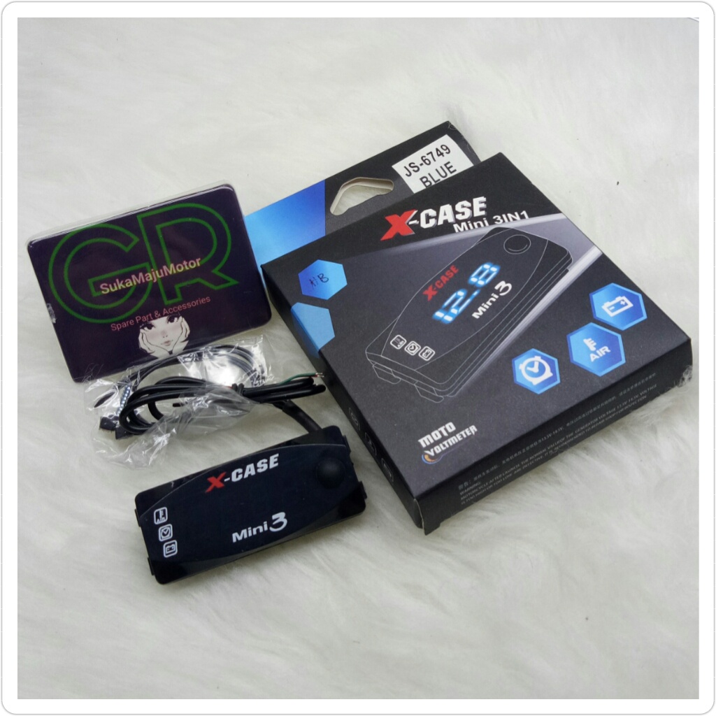 Volt Meter Motor Digital 3in1 Accu Aki,Jam & Temperature