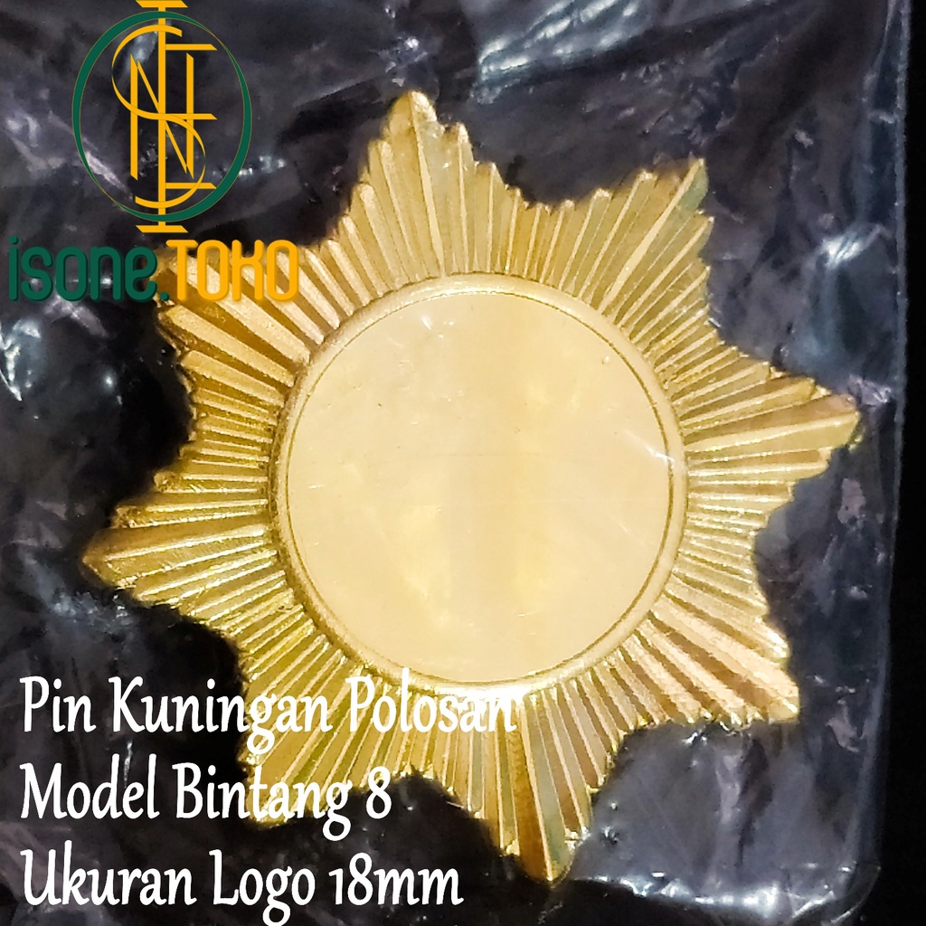 Pin Kuningan Emas Peniti Bintang 8 12 Polos Polosan Logo 1.8cm Lencana