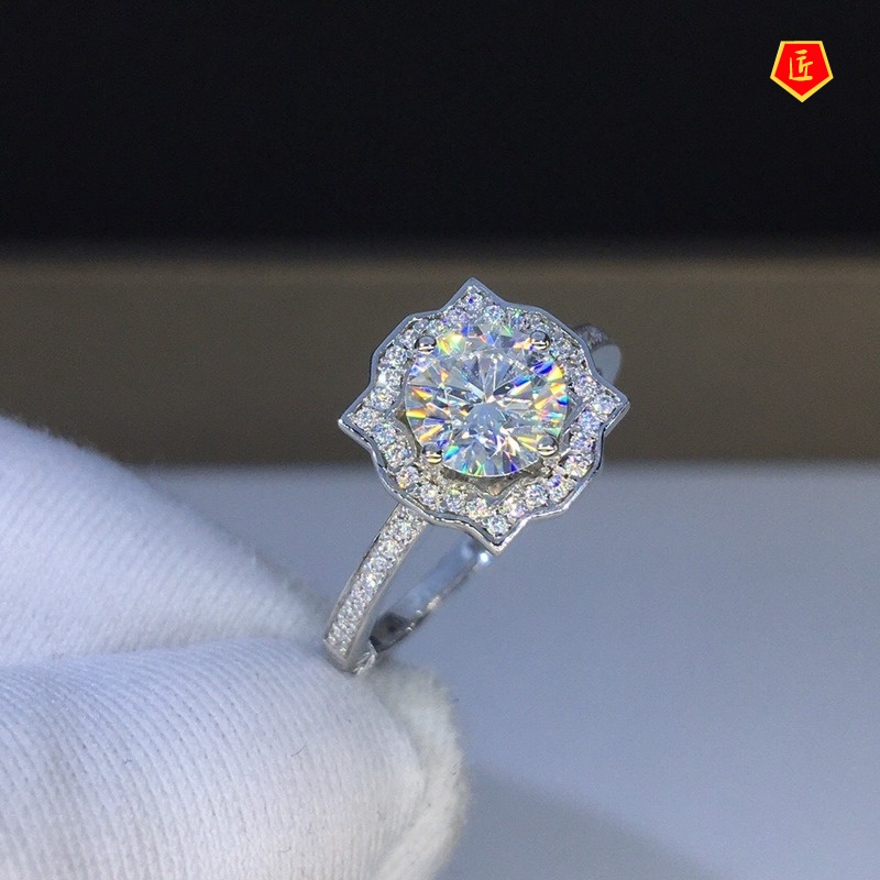 [Ready Stock]Women's Simple Moissanite Pt950 Platinum Ring Fashion