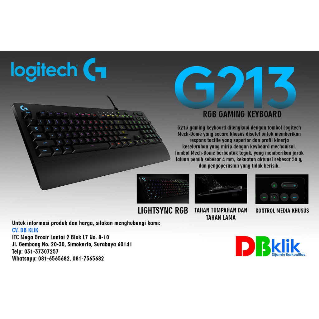 Logitech G213 Prodigy RGB Gaming Keyboard