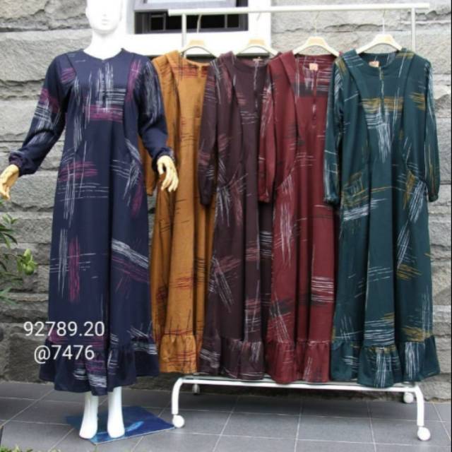 Gamis denim diana printing