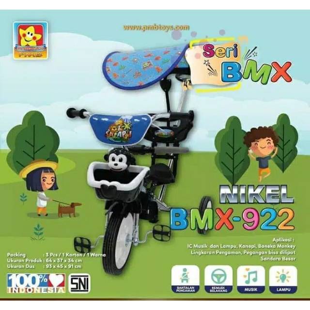 Sepeda Roda Tiga Anak Nikel BMX 922 PMB