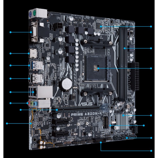 Motherboard Asus PRIME A320M-K (AM4, DDR4, USB 3.1, SATA3)