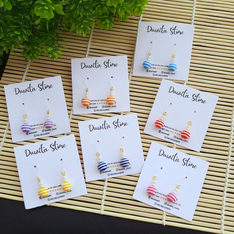 HANDMADE ANTING ANAK KAITAN PLASTIK MOTIF MUTIARA 2WARNA