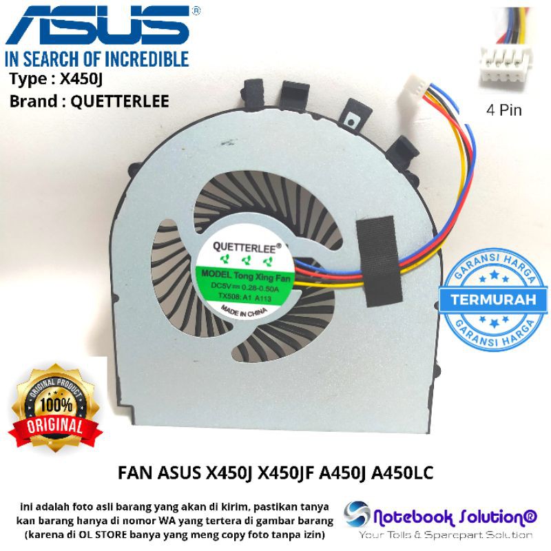 KIPAS COOLING FAN ASUS X450J X450JF A450J A450LC BARU 100%