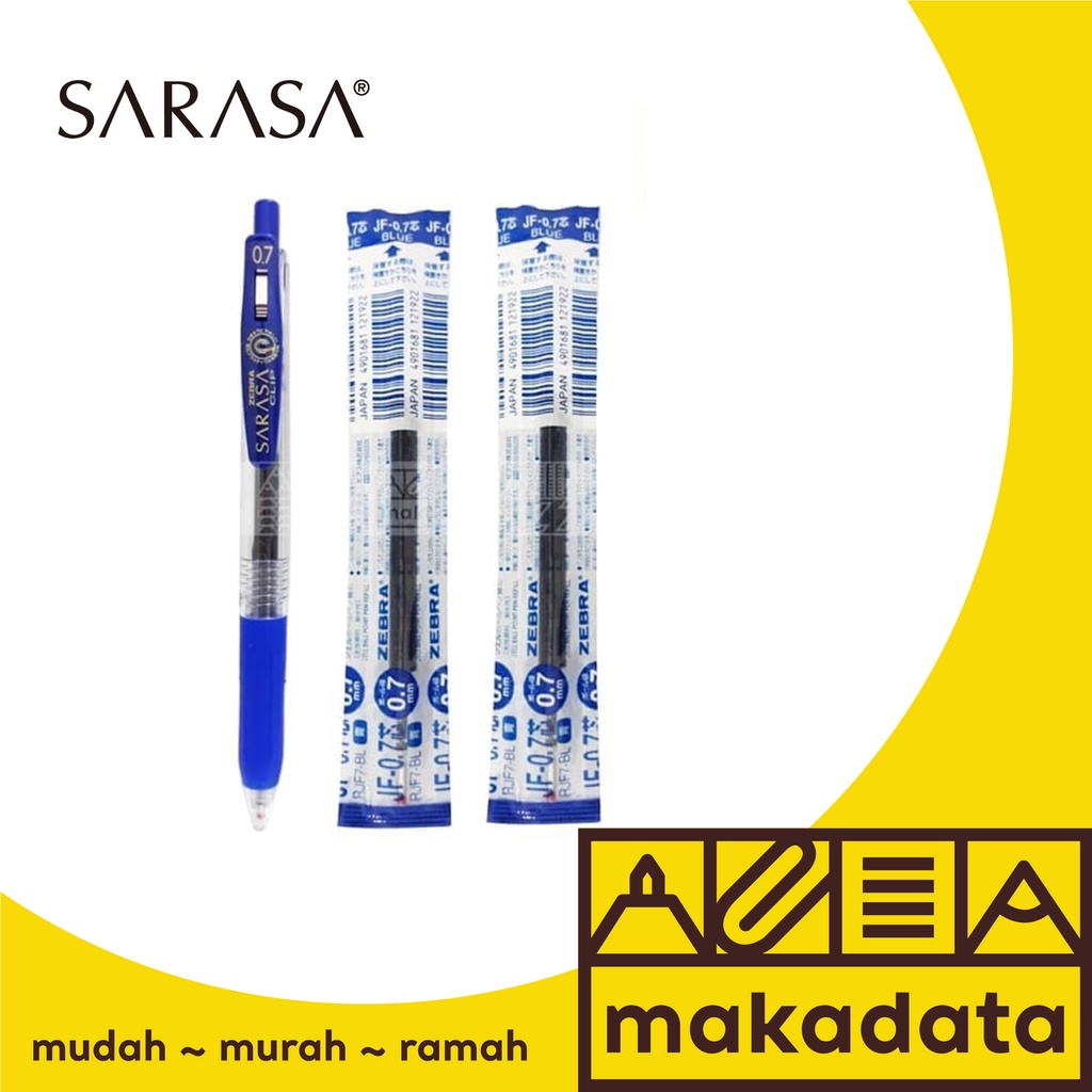 

SET BALLPOINT ZEBRA SARASA 0.7 & 2 REFILL BLUE MURAH