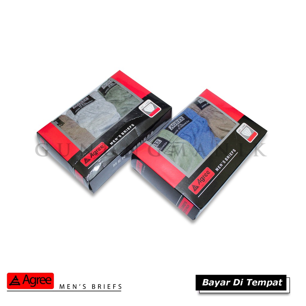 CELANA DALAM PRIA MURAH AGREE ISI 3 PCS BAHAN KATUN SIZE M/L/XL TERMURAH