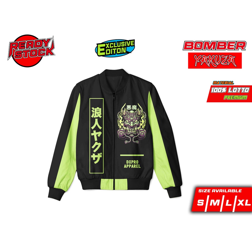 JAKET BOMBER TERBARU RACING PRO X YAKUZA GREEN DEMON