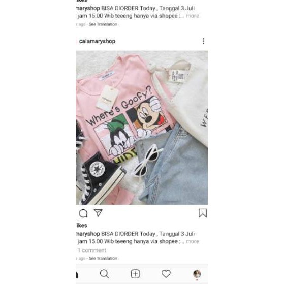 Hot Sale Tumblr Tee Goofy Mickey | Kaos Wanita Lengan Panjang Baju Disney Terlaris