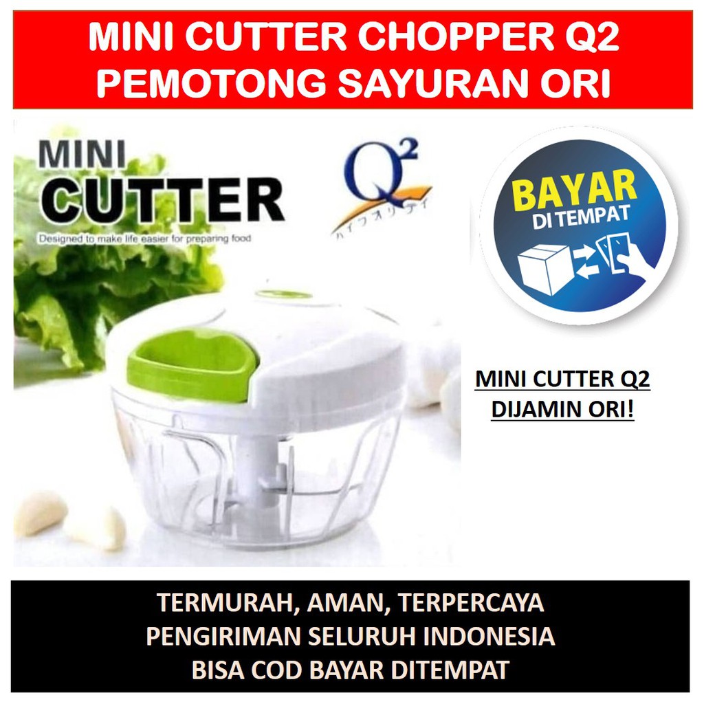 Mini Cutter Mixer Choper Chopper Q2 Alat Penghalus Pemotong Bawang Sayuran Daging Bahan Ori Original