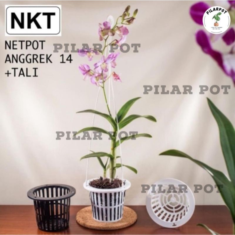 Pot bunga tanaman gantung nkt netpot 14cm - nkt netpot anggrek