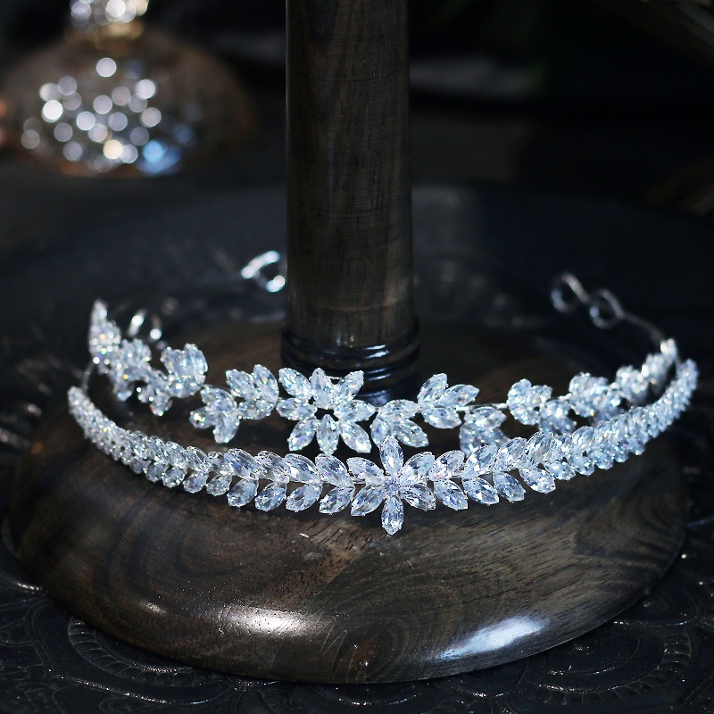 Bando Mahkota Hias Zircon Gaya Retro Untuk Aksesoris Rambut Pengantin Wanita