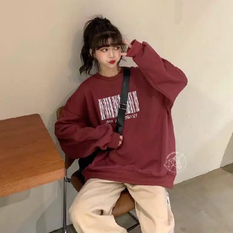 CREWNECK BARCODE SWEATER OVERSIZE - SWEETSHIRT SWEATER WANITA-3