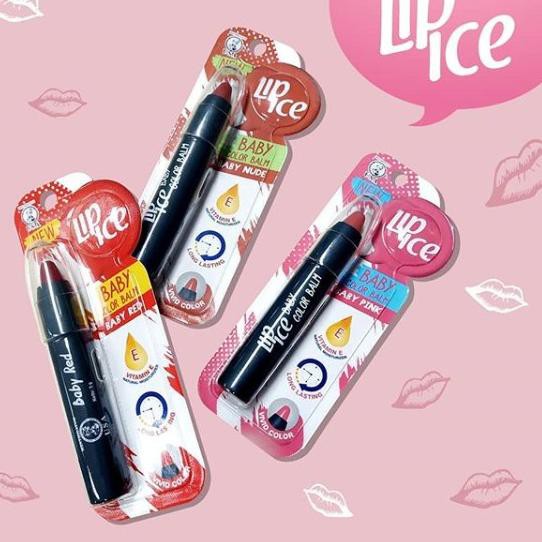 E8N Lipice / Lip Ice Baby Color Balm [Pink, Nude, Red] terbaru