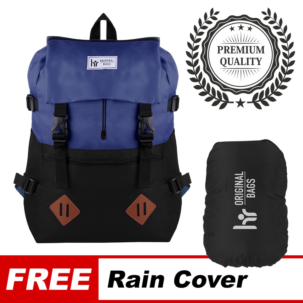 Tas Ransel Cowok / Tas Kuliah / Tas Distro HR Bag [Navy + Black]