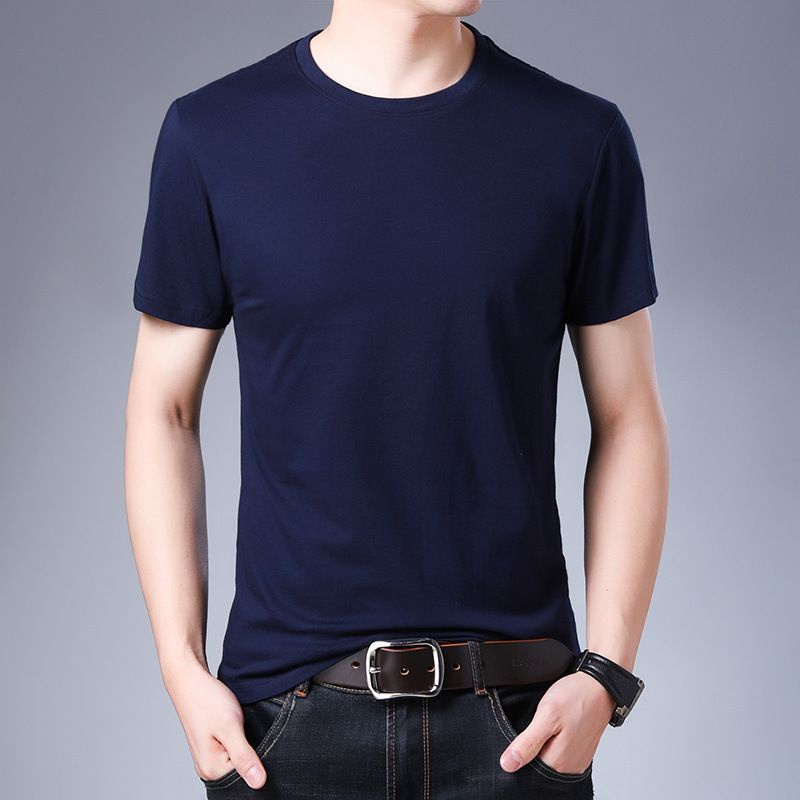 Baju Kaos Pakaian Polos Lengan Pendek Pria Cowok Laki laki-Navy