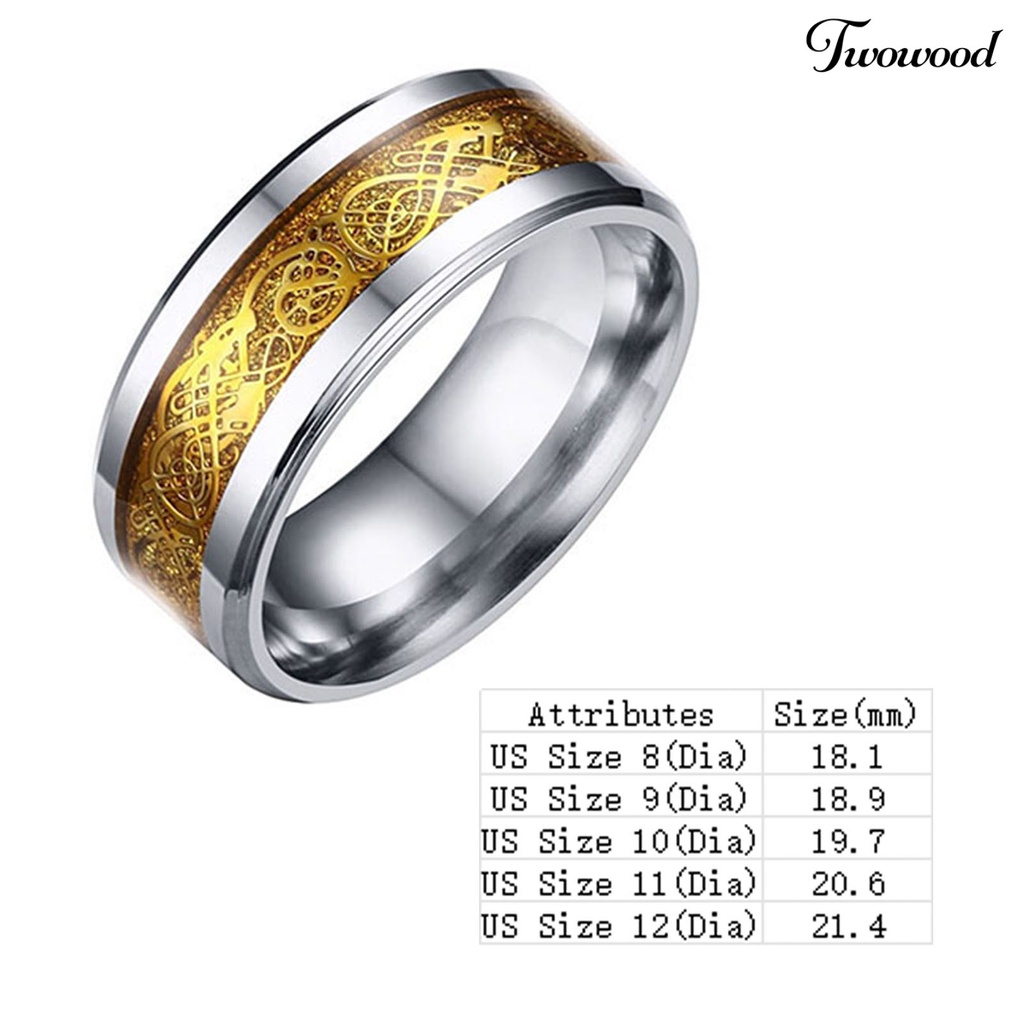 Cincin Bahan Titanium Steel Motif Naga Untuk Unisex