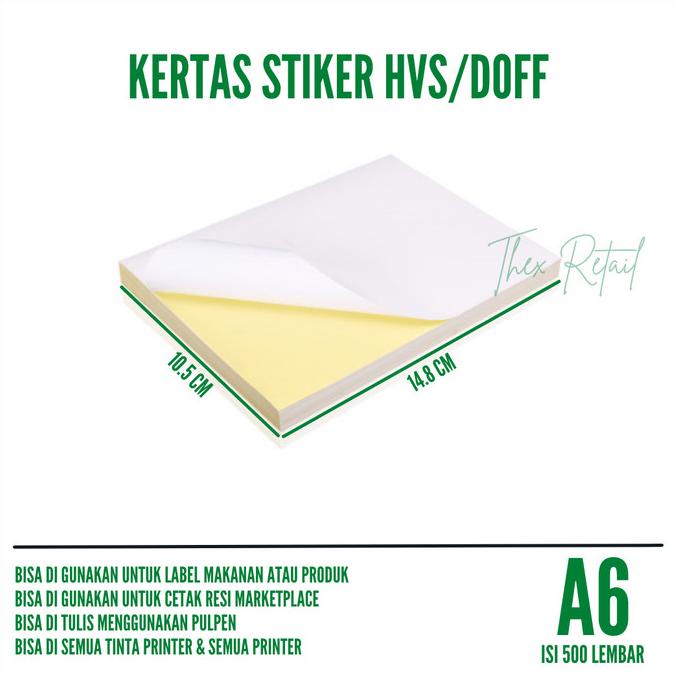 

(BISA COD) Kertas Stiker HVS A6 isi 500 lembar / Stiker Doff A6 Label Pengiriman OBRAL Kode 998