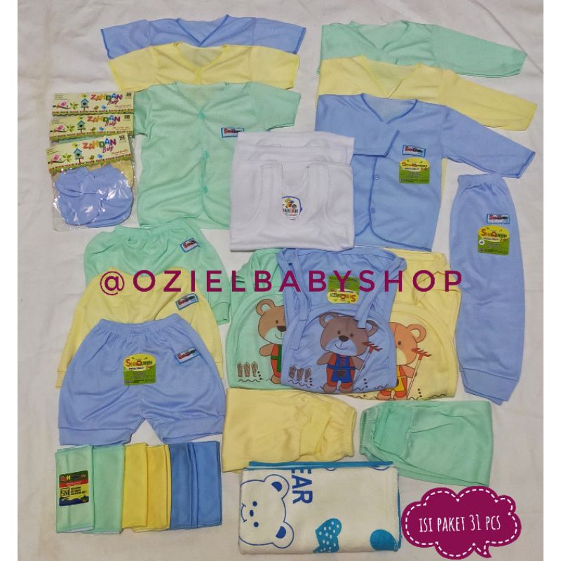 paket perlengkapan bayi baru lahir / popok bayi / atasan bayi / stelan bayi / isi paket 31 pcs