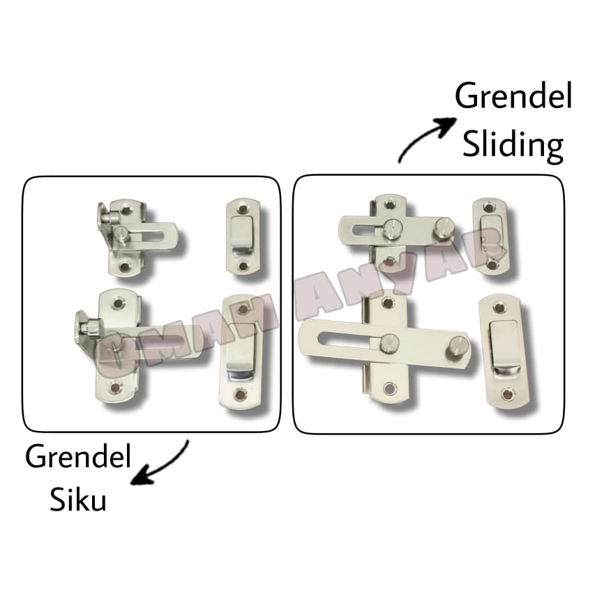 Grendel Pintu Sliding  Besar SS Stainless Steel Geser Dorong