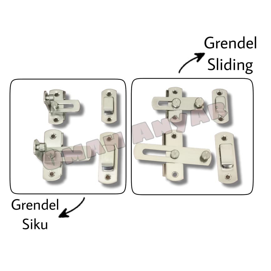 Grendel Pintu Sliding  Besar SS Stainless Steel Geser Dorong