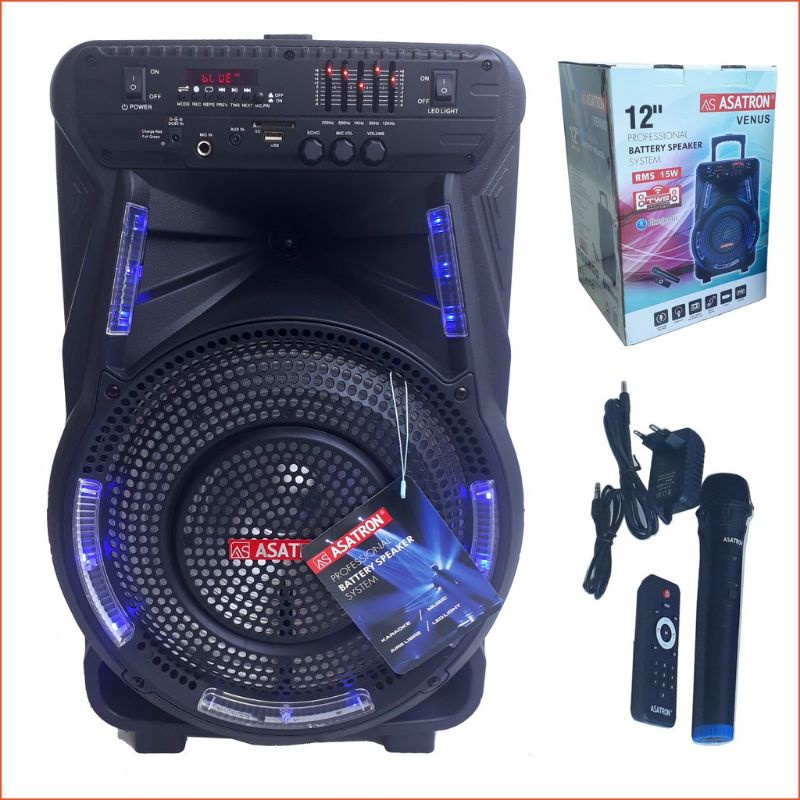 Speaker Portable Amplifier Wireless Meeting ASATRON VENUS HT-8880 UKM 12inch (Microphone Handheld)