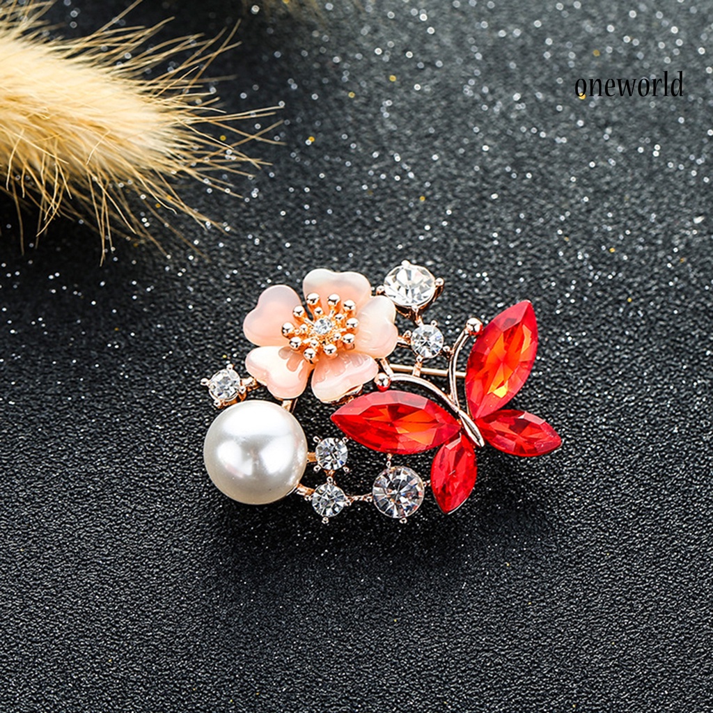 OW@ Brooch Pin Butterfly &amp; Flower Decor Durable Elegant Style Lovely Brooch for Daily Life