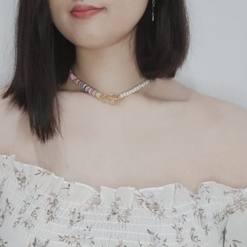 Moana Summer Bohemian Clay Pearl Necklace Kalung Boho Etnik