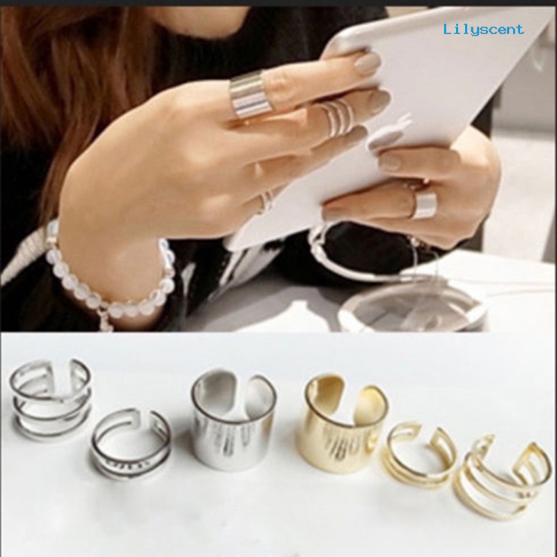 Ls 3pcs / Set Cincin Knuckle Midi Model Terbuka Untuk Hadiah Natal Charms