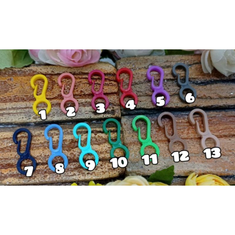 Pengait Plastik 100 pcs Kait Plastik KewKew Plastik Kait Plastik Warna Warni Kew Kew Hook Pengait Pl