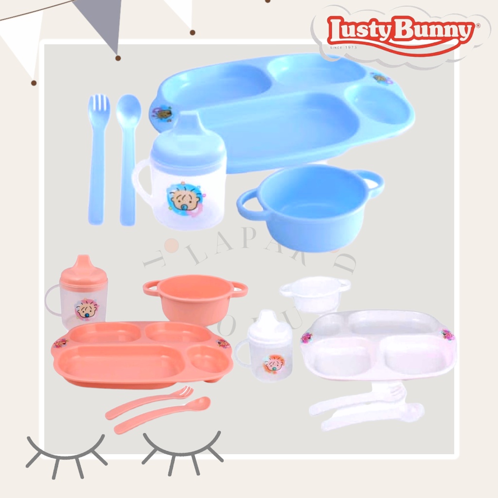 Plate set 6in1 Peralatan Alat Makan MPASI Anak Bayi BPA FREE Tempat Makan Anak Bayi Feeding Set Gift Sendok Garpu Mangkok Botol Minum isi 6 set