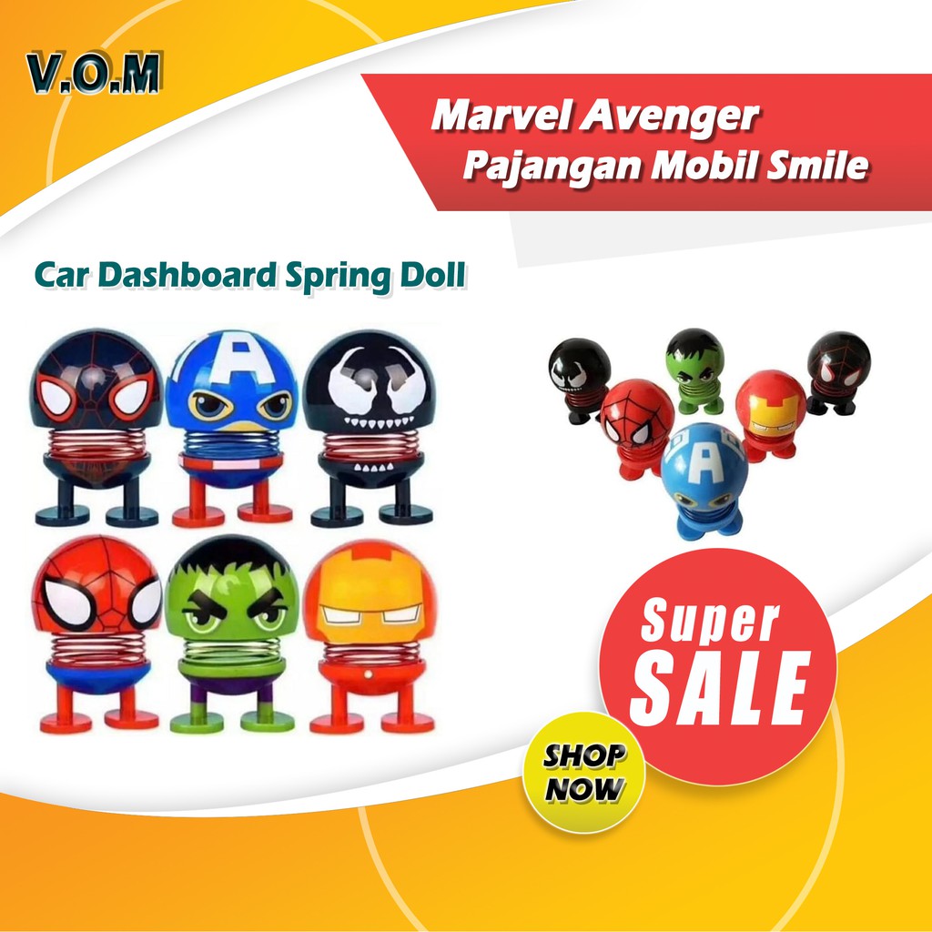 VOM Marvel Avenger Pajangan Mobil Smile - Car Dashboard Spring Doll 0612