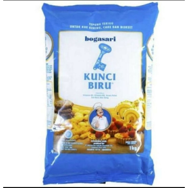 

Tepung Terigu Bogasari Kunci Biru 1.kg Protein Rendah