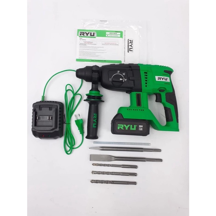 RYU Rotary Hammer RCRH26 20V Mesin Bobok Beton Baterai RCRH 26 MM SET