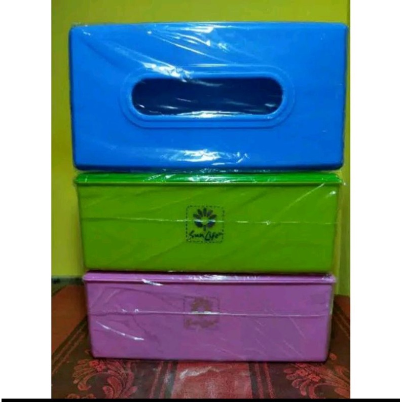 KOTAK TISSU/TEMPAT TISSU/ BOX TISSU SUNLIFE PLASTIK WARNA CERAH