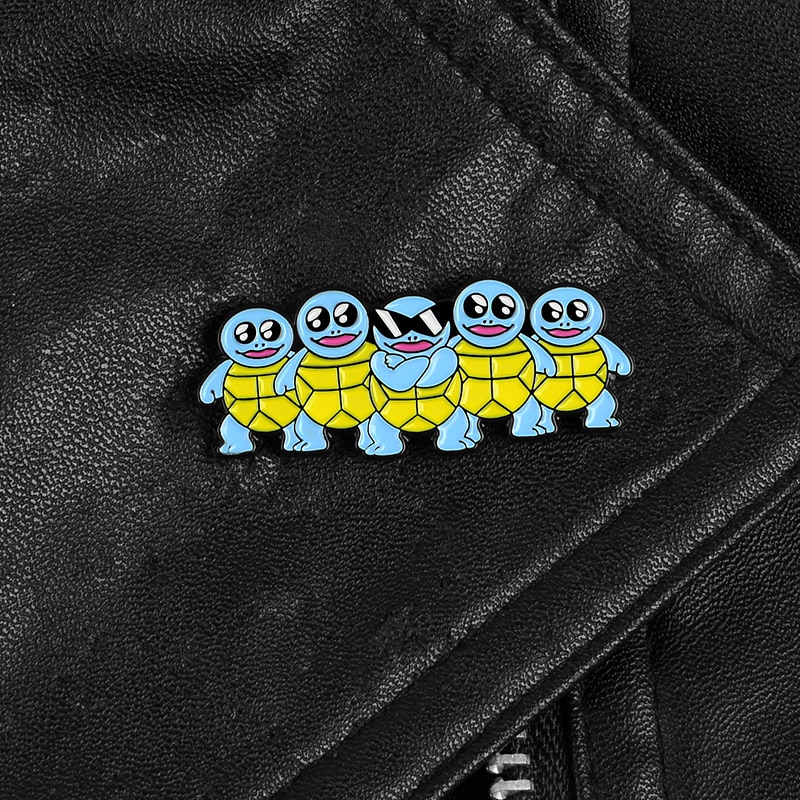 Bros Pin Enamel Desain Kura-Kura Kacamata Hitam Biru Untuk Anak