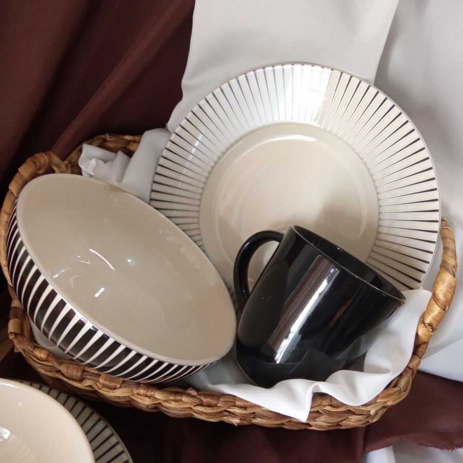 Piring Keramik Set Mangkok Mug Motif Zebra Hitam Putih Keren