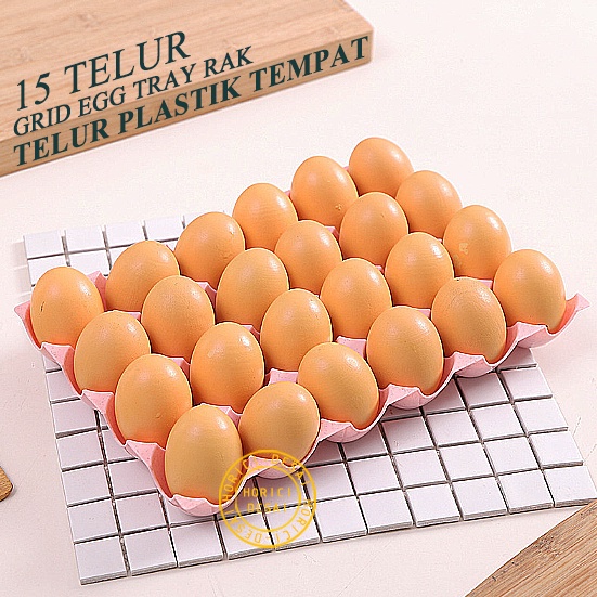 TELUR 15 GRID EGG TRAY RAK TELUR PLASTIK TEMPAT ORGANIZER TELUR