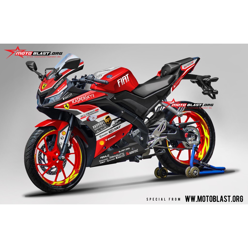 Decal Stiker R15 V3 Red Ferrari Fullbody Plus Stiker Velg Shopee