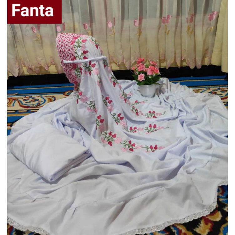 Mukena Potongan/Stelan(Atas bawah, bawahan rok) Dewasa Mukena Bordil Mukena Motif Bunga Rambat Seman